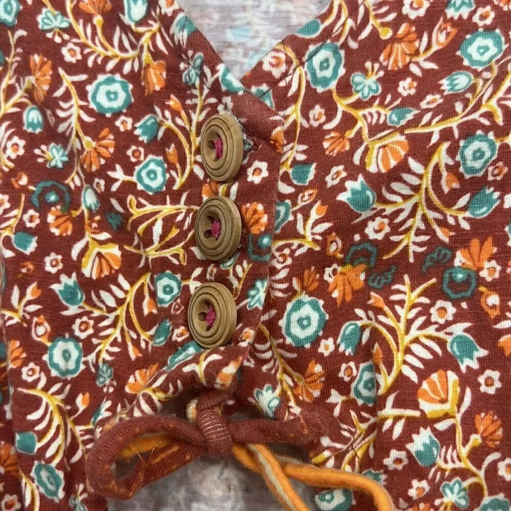 Matilda Jane orange and pink sundown multi print romper size 2